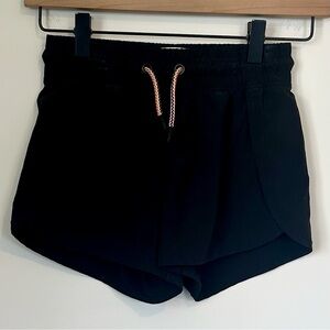 Kids Black Active Shorts with Drawstring - Girls 7/8